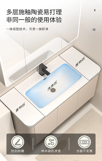 Moderner intelligenter Badezimmerschrank, Wabenstruktur, Aluminium, WC, Waschbecken, Schrank, Kombination, integriertes Keramikwaschbecken, Waschtisch