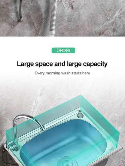 Verdickter Einzelschlitz aus Edelstahl 304 mit Halterung zum Aufhängen an der Wand, Waschbecken, Balkonbecken, Küchenwaschbecken, Waschbecken