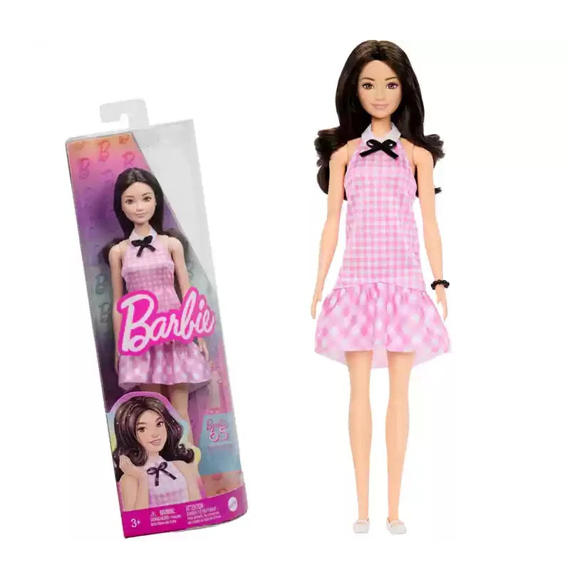 Original Barbie Doll Fashionistas Blond Hair Pink Dress Bracelet Silvery Necklace Toys for Girls Dolls Accessories Birthday Gift.