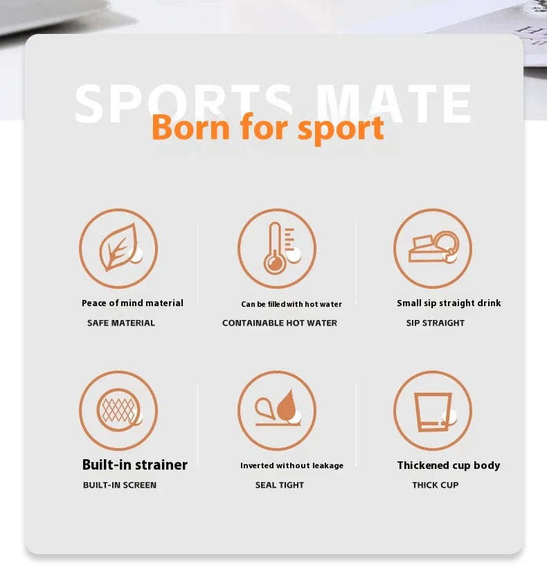 2025 New Sport Plastic Water Cup Large Capacity Portable Summer Anti-Fall High-Temperature Resistant With Tea Separator.