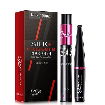 Sweatproof Mascara and Silk Fiber Set Grafting Mascara Set Moisturizing Liquid Curls Thick Eyelashes.