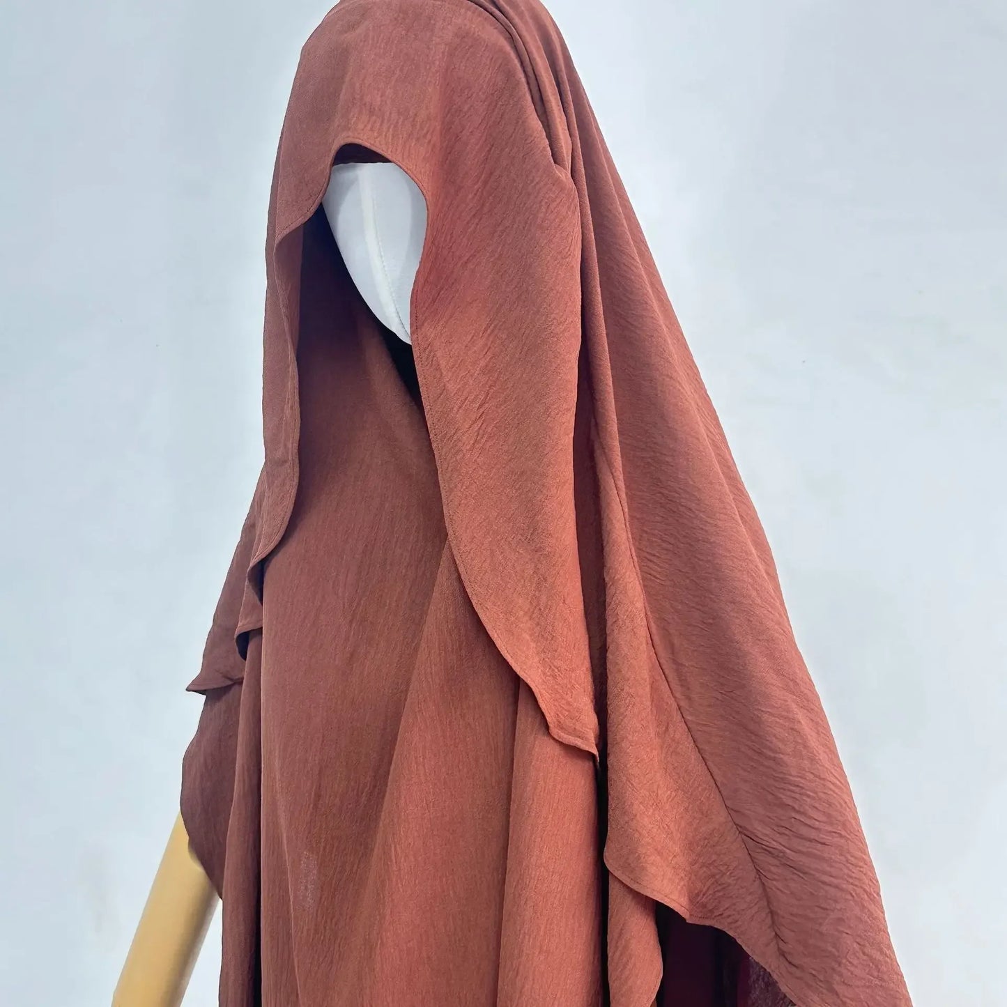 2025 Summer Muslim Women's Hijabs Traditional Soft Plain Scarf Khimar One Layer Stretch Soft Split Traditional Zip Chador.