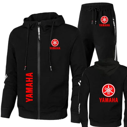 Yamaha Motorcycle Racing Tracksuit Men's Clothing Yamaha Logo Print Zip Sweatshirt&Pant Men Sets Bike Jacket Men Sportswear Suit.