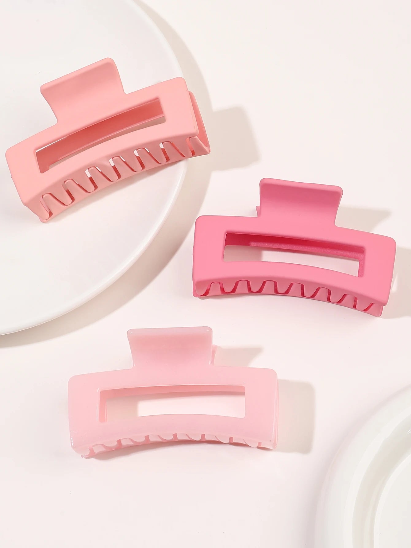 4 Pcs Pink Large Hair Claw Clips 3.4" Non-slip Big Square Matte for Women Girls, Strong Hold Banana Clips for Thick Thin Hair.
