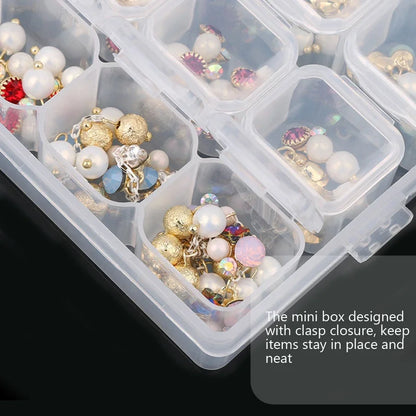 Clear Storage Box 28 Grids Separate Slots Jewelry Beads Nail Art Rhinestones Organizer Display Case for Craft Tools.