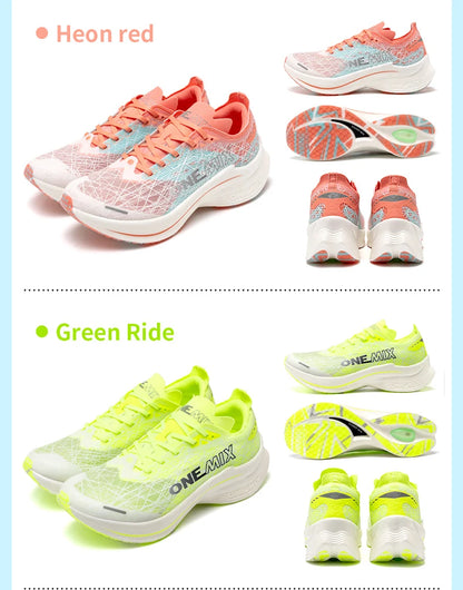 ONEMIX Marathon Carbon Plate Running Shoes Shock Absorption Ultra-light Sports Shoes Rebound Technology Outdoor Men Sneakers