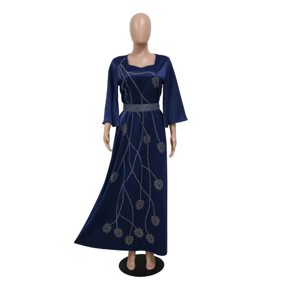 Türkei Muslimischen Kleid Frauen Abaya Diamant Spitze-up Party Kleider Marokkanischen Kaftan Ensemble Femme Musulmane Hijab Vestidos.