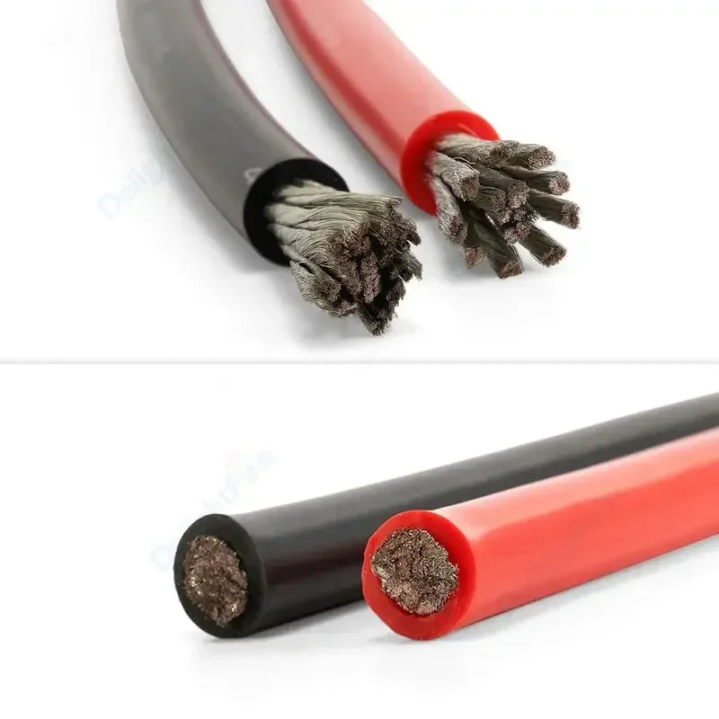 Heat Resistant Silicone Cable Solar Panel Electrical Wire Red Black 24 22 20 18 16 14 12 10 8 6 4 awg gauge for Car Auto Battery.