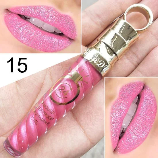 20 Colors Lipstick Waterproof Long Lasting Matte+Shimmer Mental Beauty Lip Gloss Nude Glitter Lip Gloss Beauty Sexy Lip Tint.