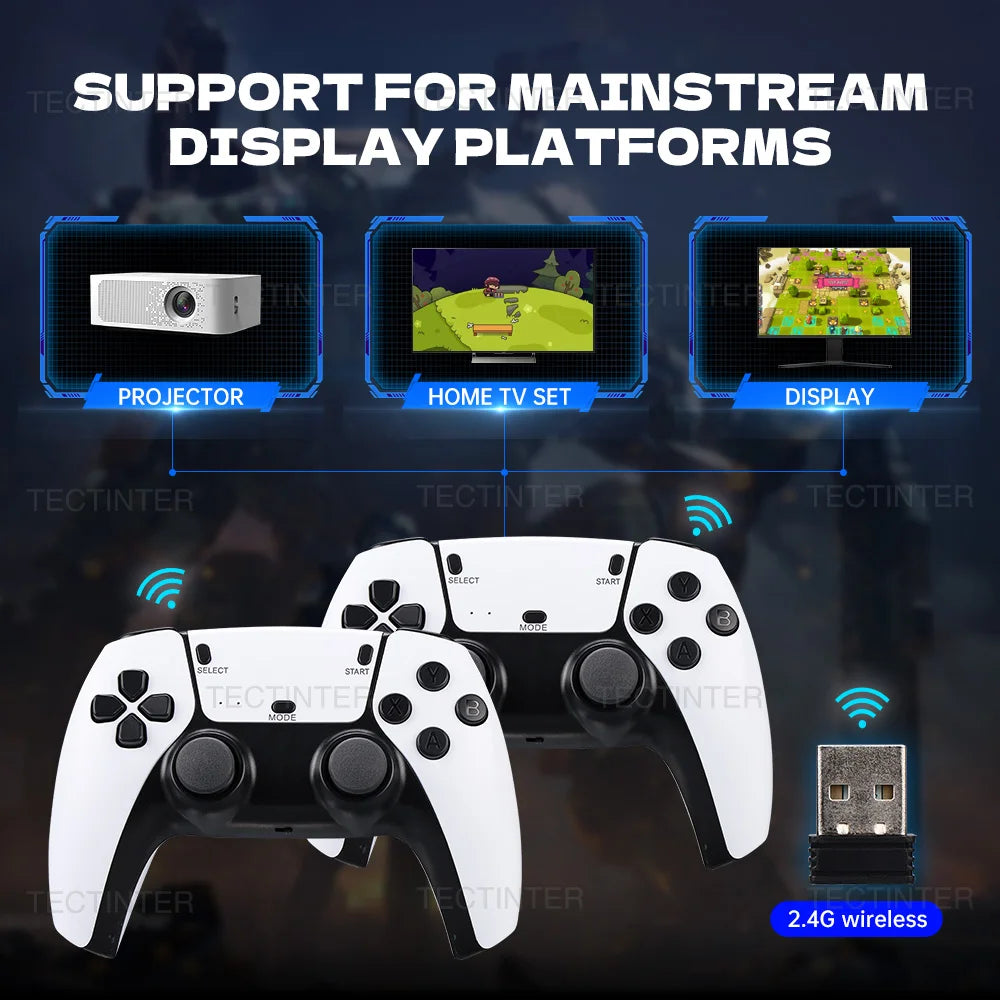 M15 4K Game Stick Mini Video Game Consoles Retro Handheld 20000 Games Player HD Video Game Stick 2.4G Dual Wireless Controller.