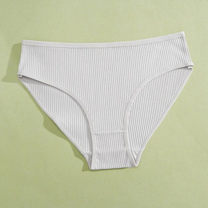 5PCS Women's Cotton Panties Sexy Low Waist Briefs Striped Underpants Female Comfortable Stretch Lingerie Ladies Soft Underwear