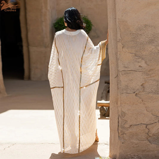 Women Muslim Hot Drill Long Dress Batwing Sleeve Abayas Dubai Loose Caftan Moroccan Kebaya Kaftan Turkey Islam Clothing Vestido.