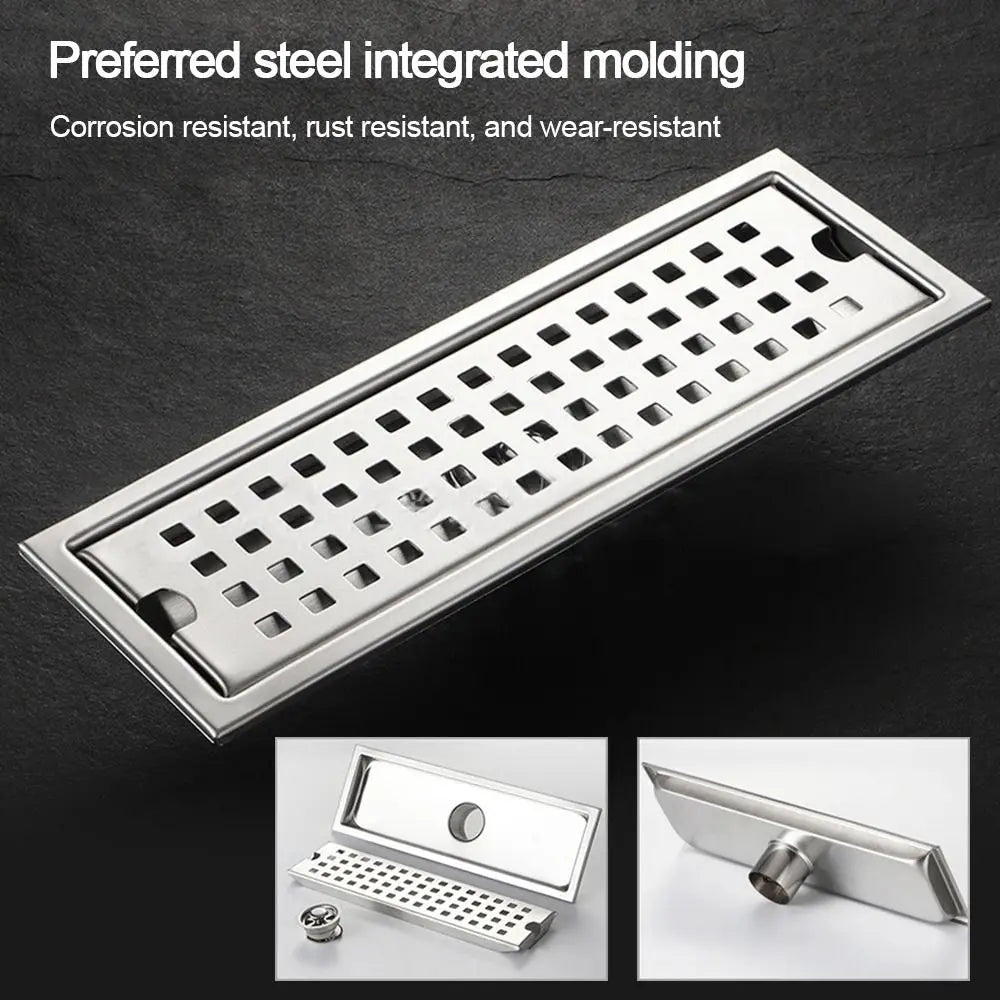 Mit Siebabdeckung, Duschbodenablauf, rechteckige Form, Edelstahl, Badezimmer-Waschbecken-Sieb, abnehmbar, geruchshemmend
