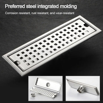 Mit Siebabdeckung, Duschbodenablauf, rechteckige Form, Edelstahl, Badezimmer-Waschbecken-Sieb, abnehmbar, geruchshemmend