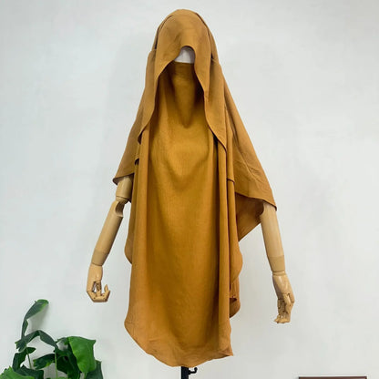 2025 Summer Muslim Women's Hijabs Traditional Soft Plain Scarf Khimar One Layer Stretch Soft Split Traditional Zip Chador
