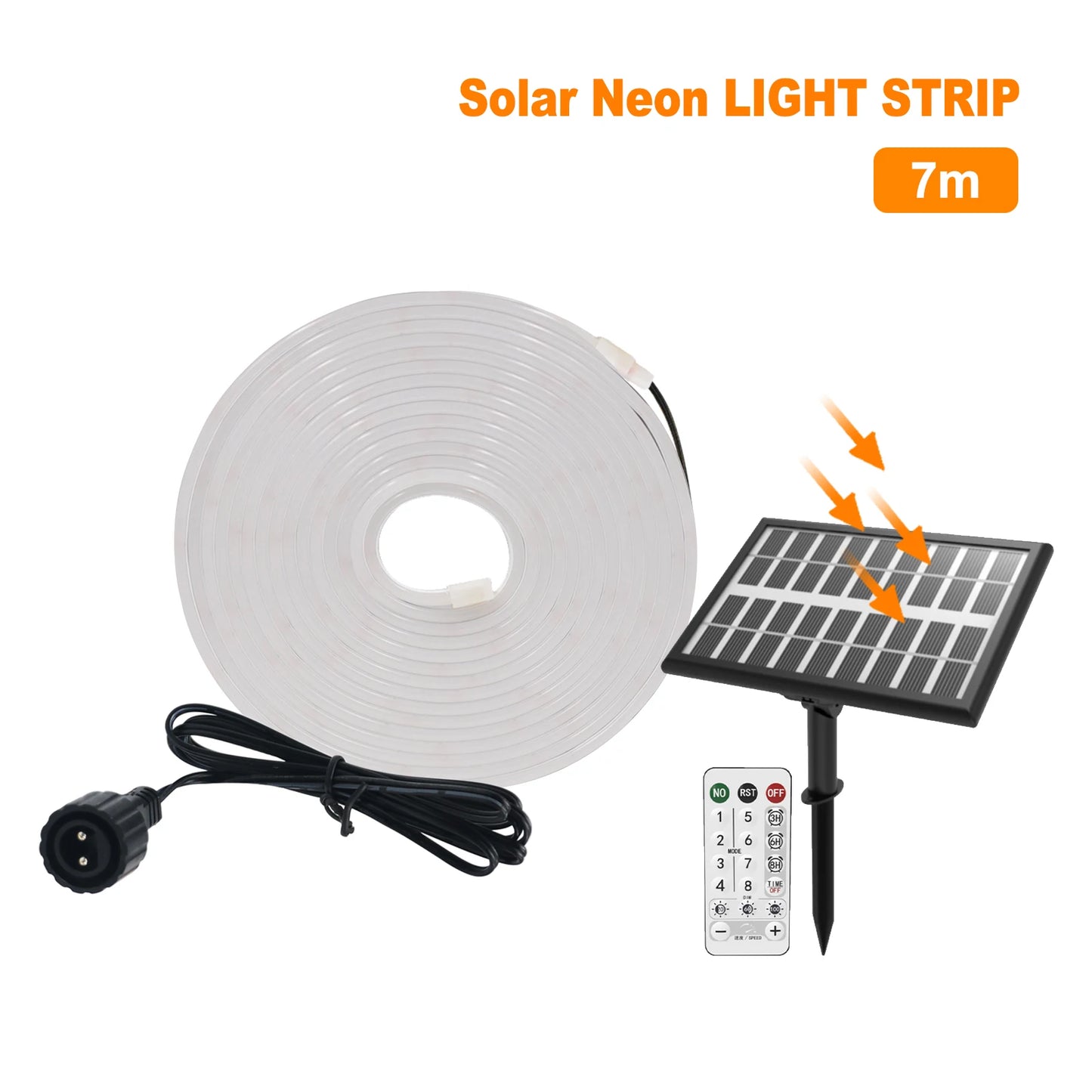 10M Solar Neon LED Strip Outdoor Pool IP67 Waterproof Flexible 2835 LED Tape Light Sign With Remote 24V 120LEDs/M Tube Diode