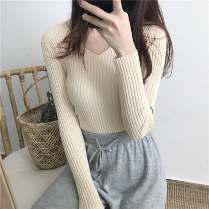 Koreanische Herbst V-ausschnitt Pullover Gestrickte Mode Pullover 2025, Schlank Winter Tops Für Frauen Pullover Jumper Pull Femme Truien Dames
