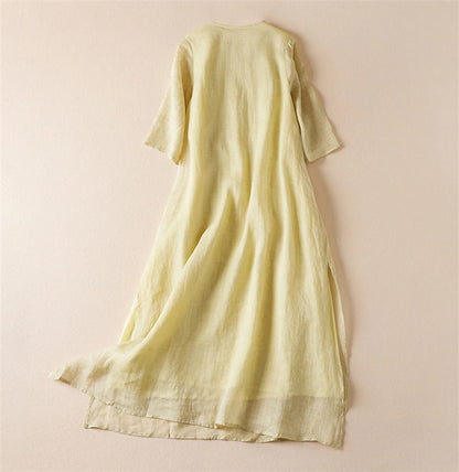 Sommer Druck Vintage Kleider Für Frauen 2025, Neue Casual Lange Dünne Atmungsaktive Kleid Femme Robe Büro Dame Arbeit Elegante Kleidung.