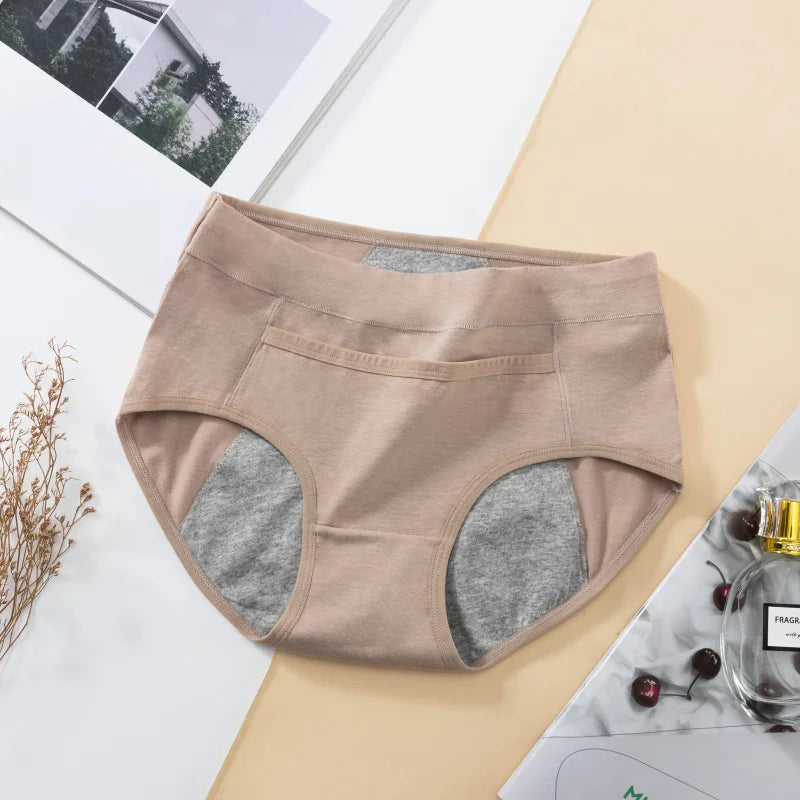 Women's Panties UnderwearLeakproofBreathable Briefs MenstrualPants PlusSizeWaterproof Mid Waist Organic Cotton Protective Briefs