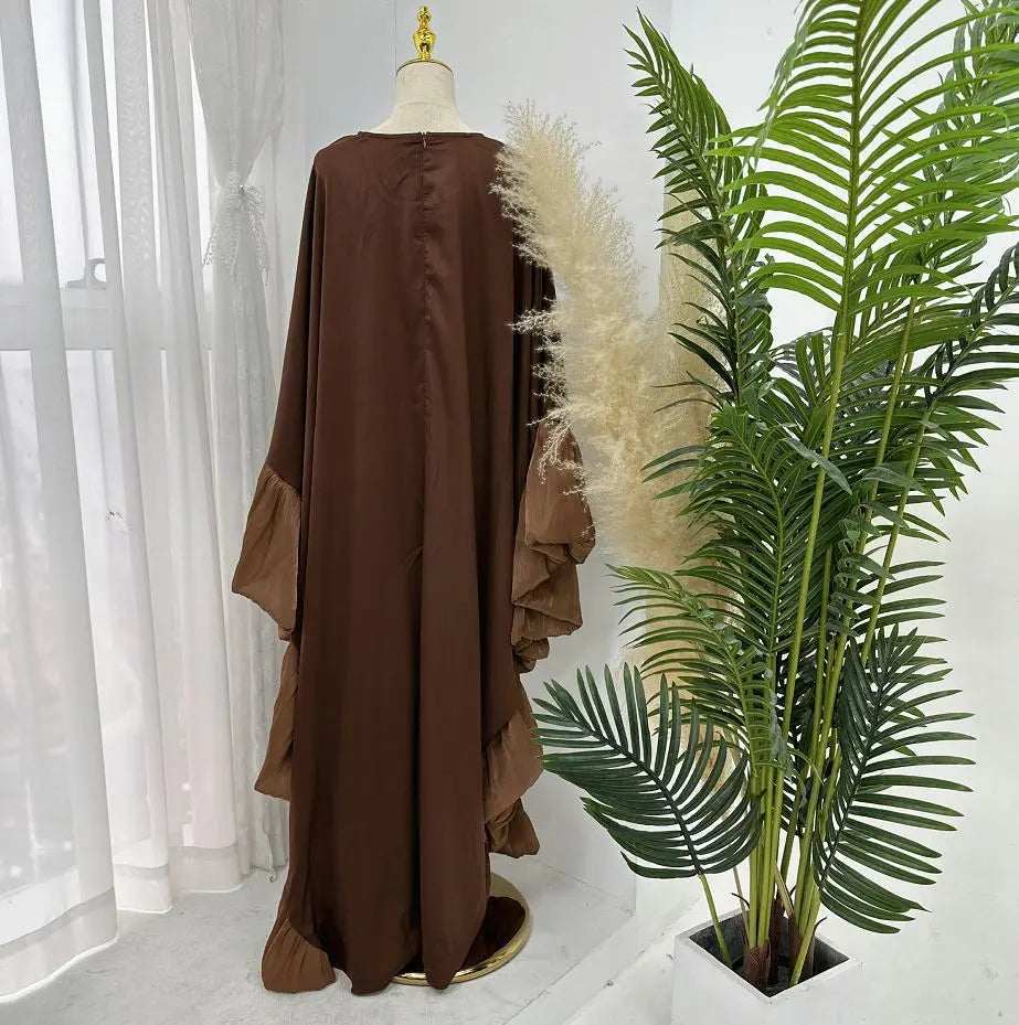 2025 Eid Arabic Muslim Women Modest Dress Luxury Dubai Abaya Islamic Party Lace-detailed Sleeves Robe Festival Turkey Outfit