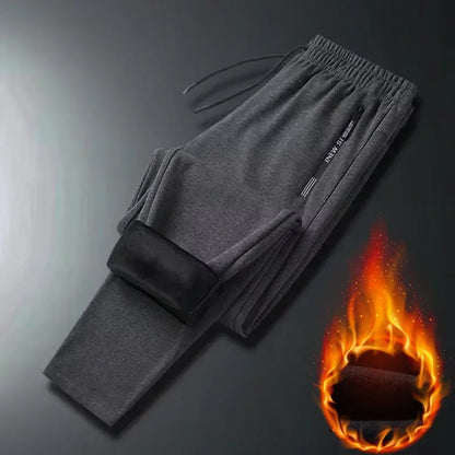 Men's Autumn Winter New Trendy Brand Sportswear Pants Fleece-Lined And Thickened Loose-Fit Straight-Leg Casual Trousers.