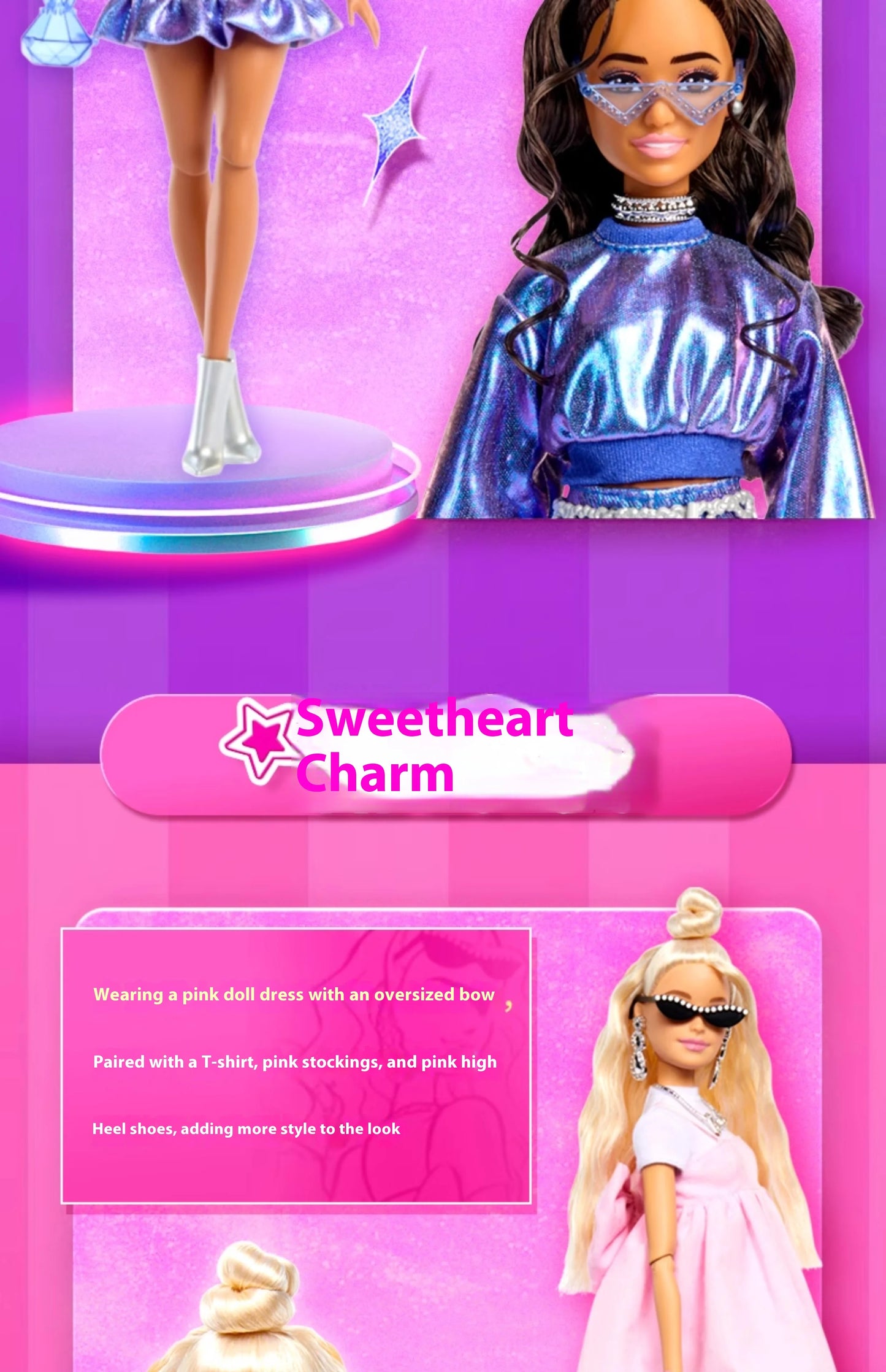 Hot High Quality Barbie Deluxe Style Dolls Pink Dress Outfit Blond Hair Knot Bow Accessories Toys For Girls Sweet Gift In Stock.