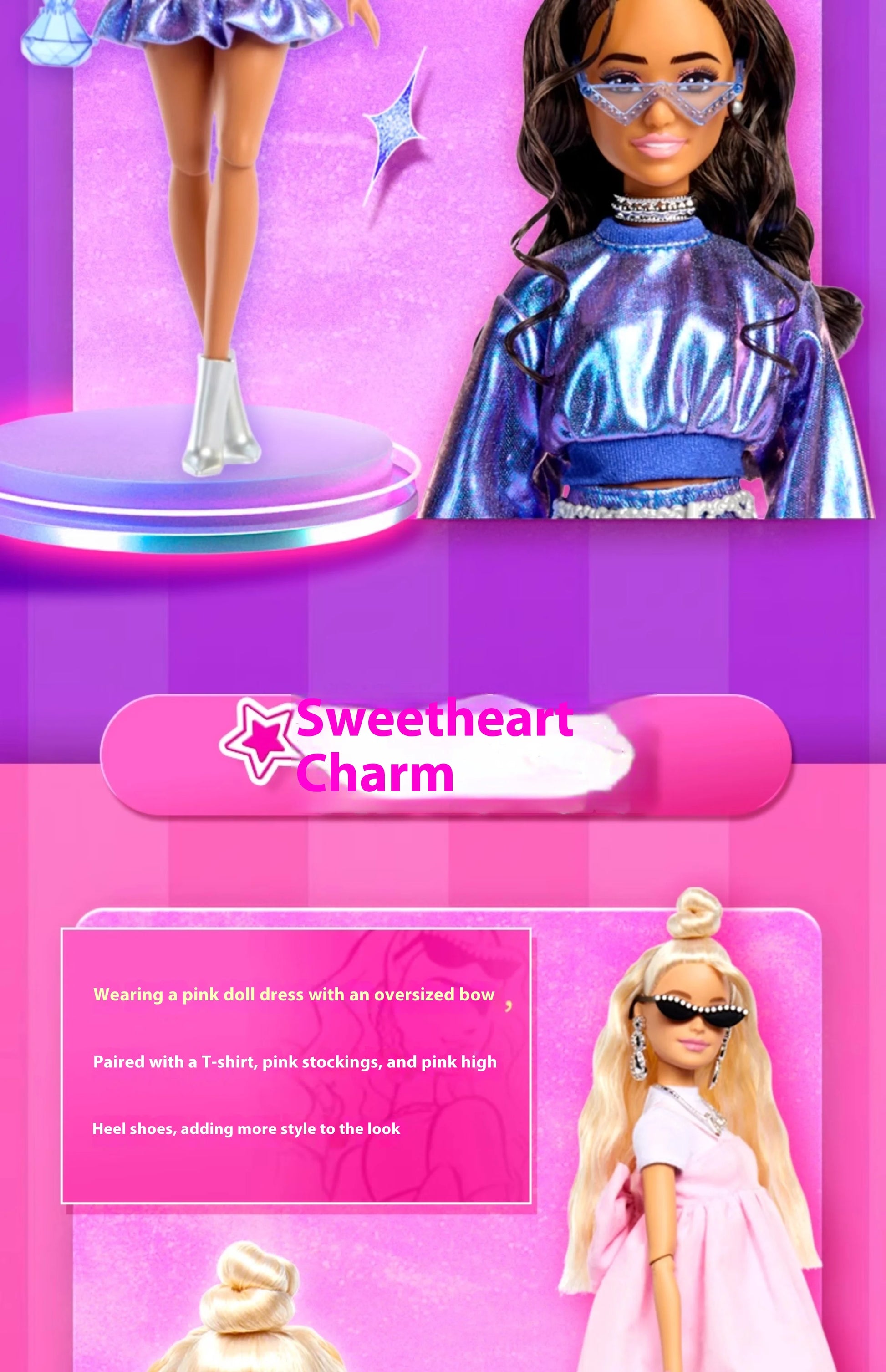 Hot High Quality Barbie Deluxe Style Dolls Pink Dress Outfit Blond Hair Knot Bow Accessories Toys For Girls Sweet Gift In Stock.