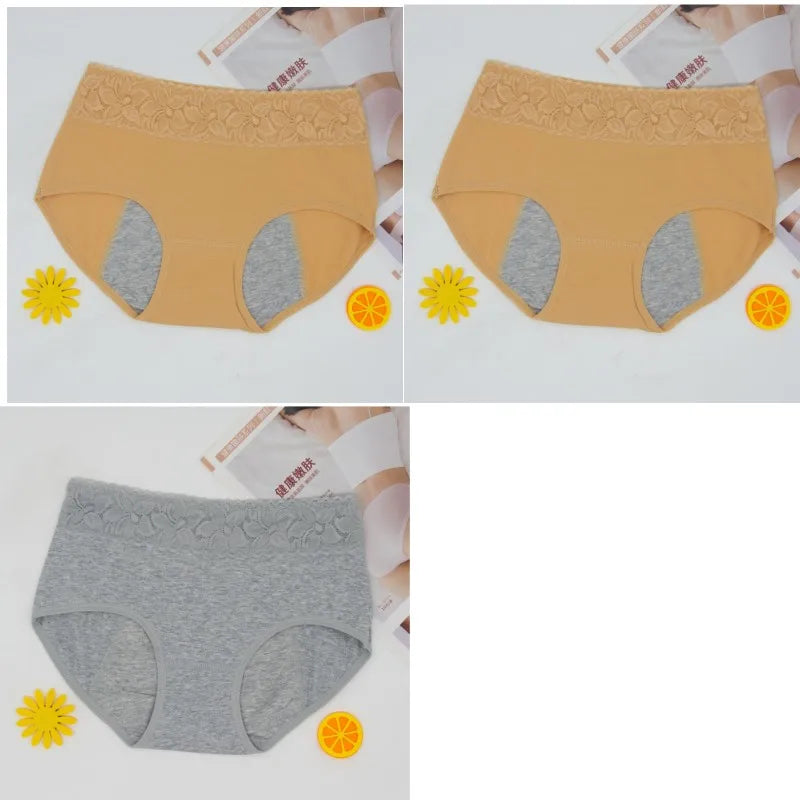 3 Pcs Women's Cotton Briefs Menstruation Underwear Leak Proof Sanitary  With Menstrual Bamboo Fancy Low Waist Slimming Panties