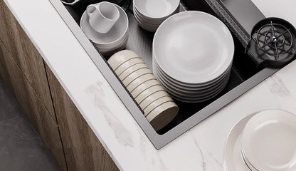 Kitchen Sink Stainless Steel Rice Grain Pattern Multifunctional Wear and Stain Resistant Large Single Slot Wash Dish Basin