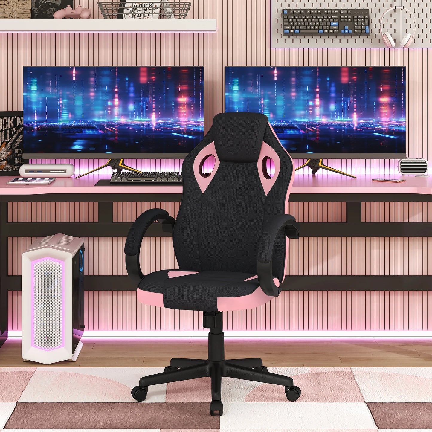 Ergonomisches Design, Gaming-Stuhl, Gamer-Sessel, Büro-Computerstuhl, Neigungsmechanismus, höhenverstellbar, 360° °   Drehbare hohe Rückenlehne