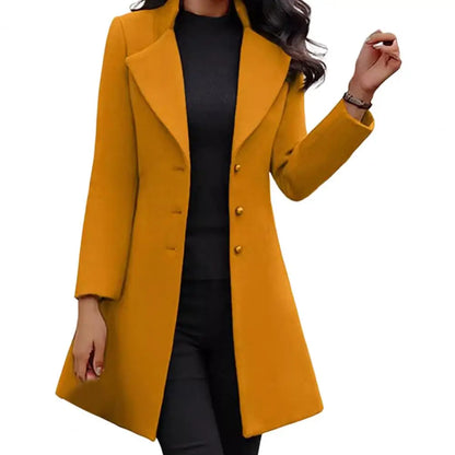 Langarmmantel, elegante Damen-Wolljacke mit Umlegekragen, schmale Passform, für Pendler, Verabredungen im Frühling, Herbst, Winter, Damen.