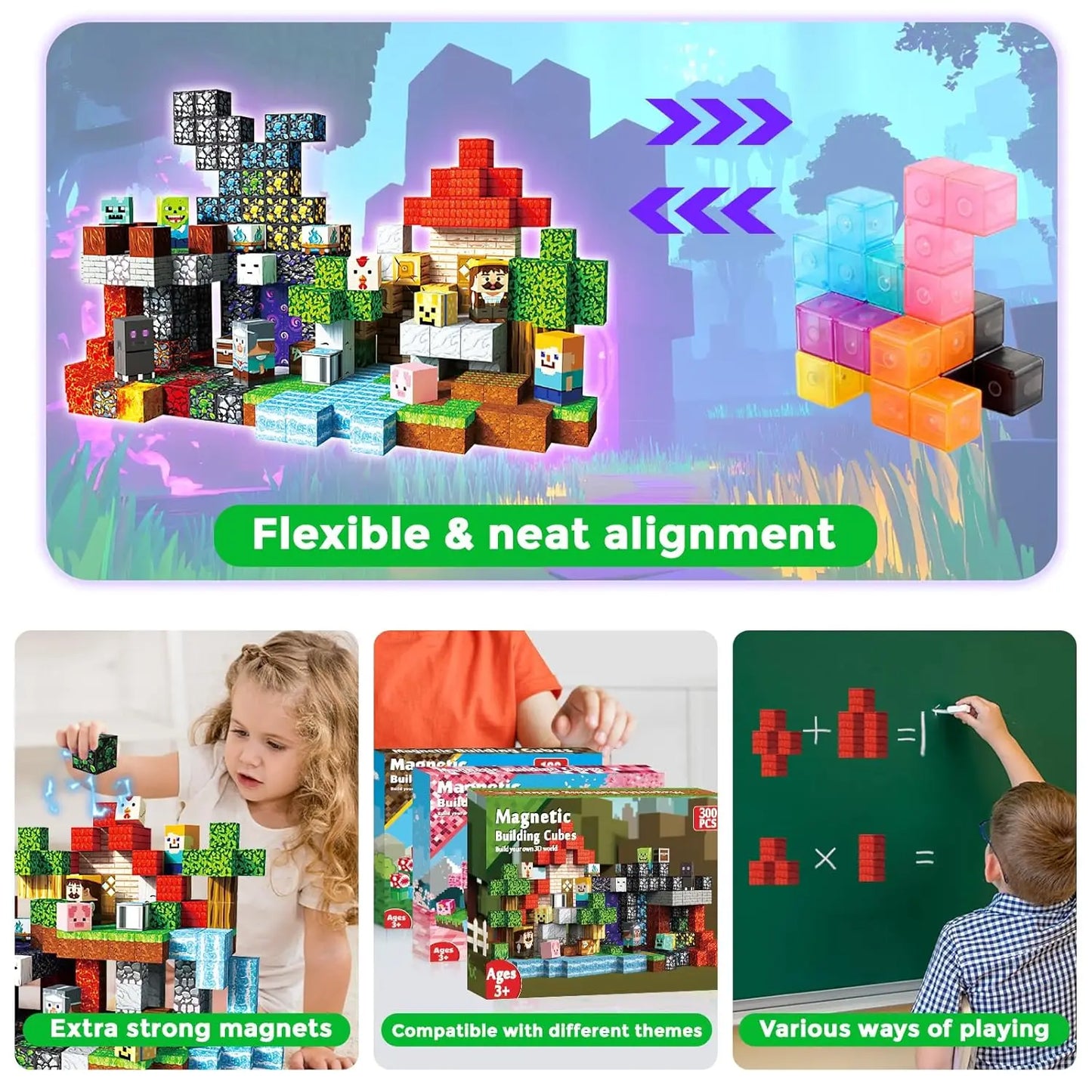 100-300pcs 2CM Magnetic blocks Cubes Set Toys Stem Montessori Stacking Cubes Construction Set Magnet blocks toys Christmas Gift.