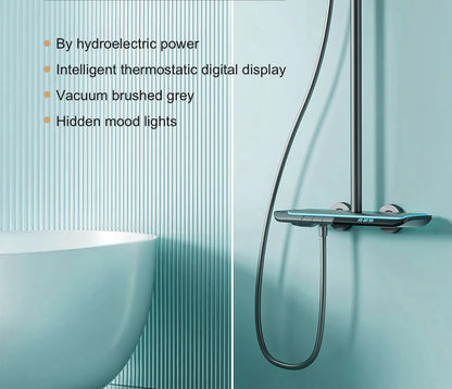 VGX Thermostatic Shower System Set Smart Digital Bathroom Shower Faucet Set Temperature Display Rainlfall Bathroom Shower Set