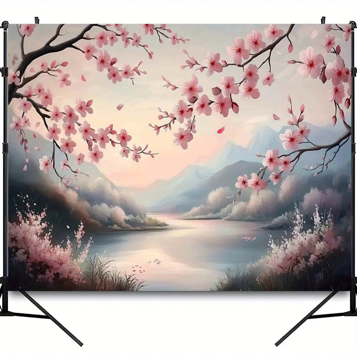 1 piece Sakura Japanese garden tapestry, polyester fabric, machine washable, suitable for bedroom living room decoration.