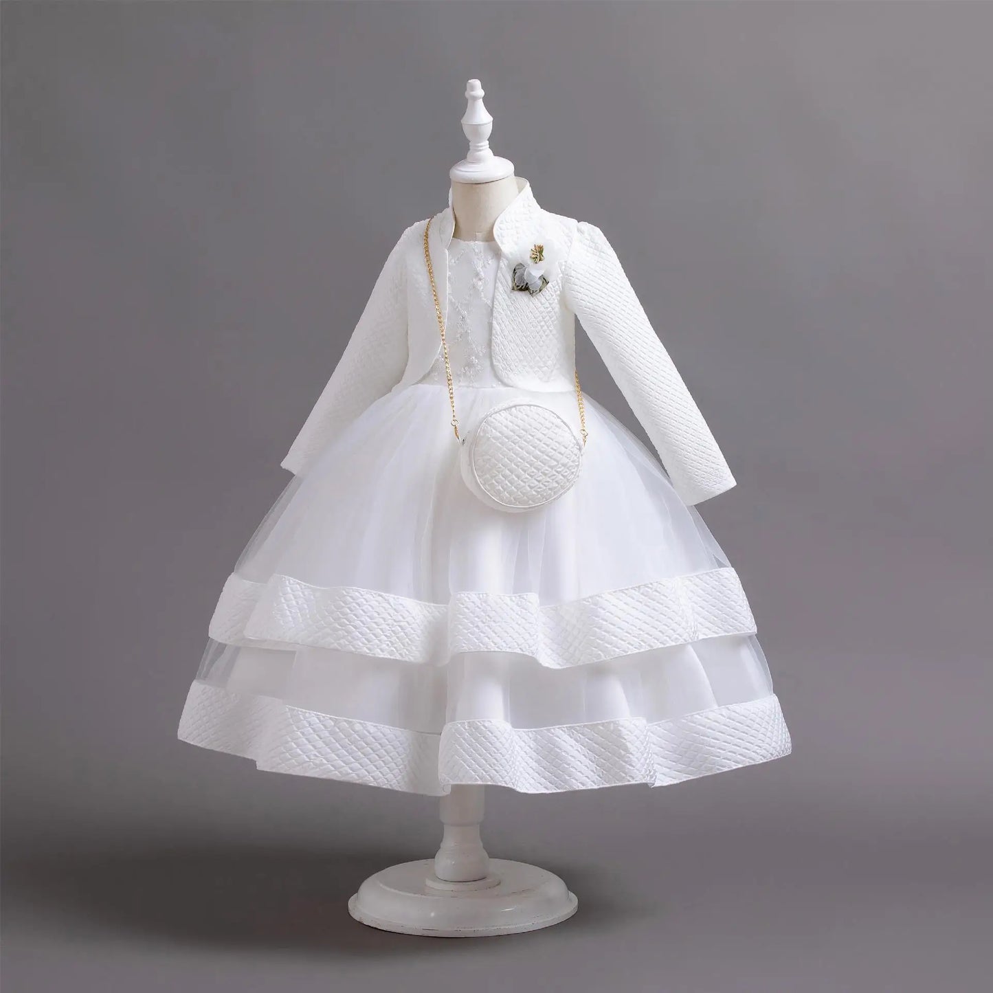 Neues Herbst/Winter Langarm-Partykleid, elegantes Mädchen-Stickerei, Weihnachts-Performance-Kleid, Geschenktüte für Kinder im Alter von 3–11 Jahren.