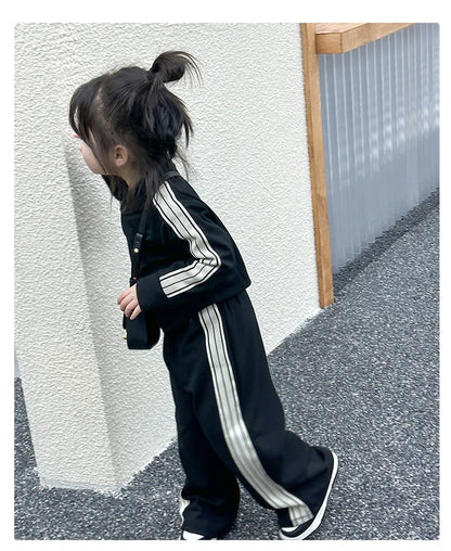 Girls Spring Sets Toddler New Autumn Sports Casual Suits Kids Long-sleeved Jacket+Pants 2Pcs Outfits Children Loose Clothing Set.