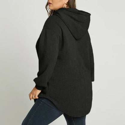 ZANZEA Plus Größe Sweatshirt 2025, Mode Herbst Winter Solide Frauen Warme Kapuze Tops Lose Beiläufige Pullover Langarm Hoodies.