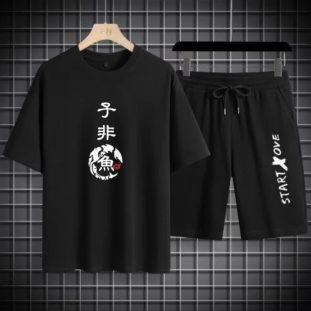 Summer Quick Drying Men's Sets Fashion tracksuits Casual Breathable Short Sleeve 3D Printed Sports T-shirt+Shorts Basketball Set.