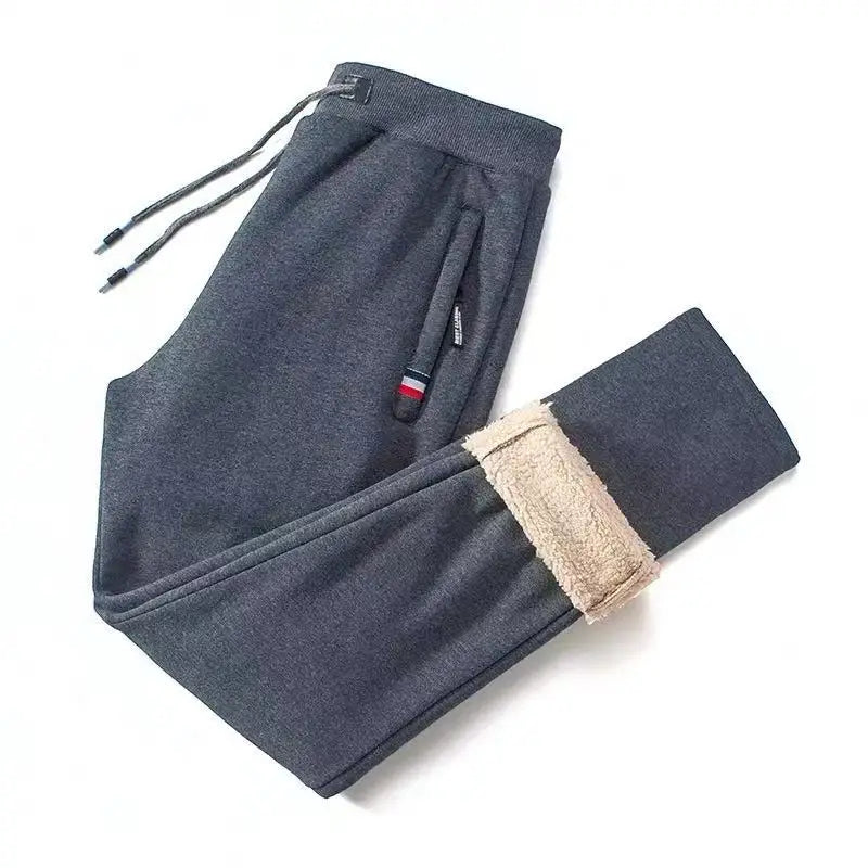 Winter Lambswool Warm Casual Pants Men's Fitness Jogging Sweatpants Male Solid Drawstring Bottoms Fleece Straight Trousers M-5Xl.