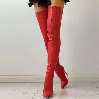 Women Over The Knee Boots Female Zip Sexy Black Long Boots Woman Thin Heel Ladies Pointed Toe Party Boots Women's Autumn Shoes88.