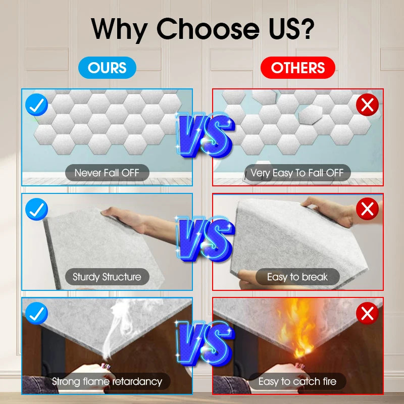 TOUO Acoustic Panel Sound Proof Decorative Wall Panels 12 PCS Acoustic Insulator High Density Noise Absorbing Isolator