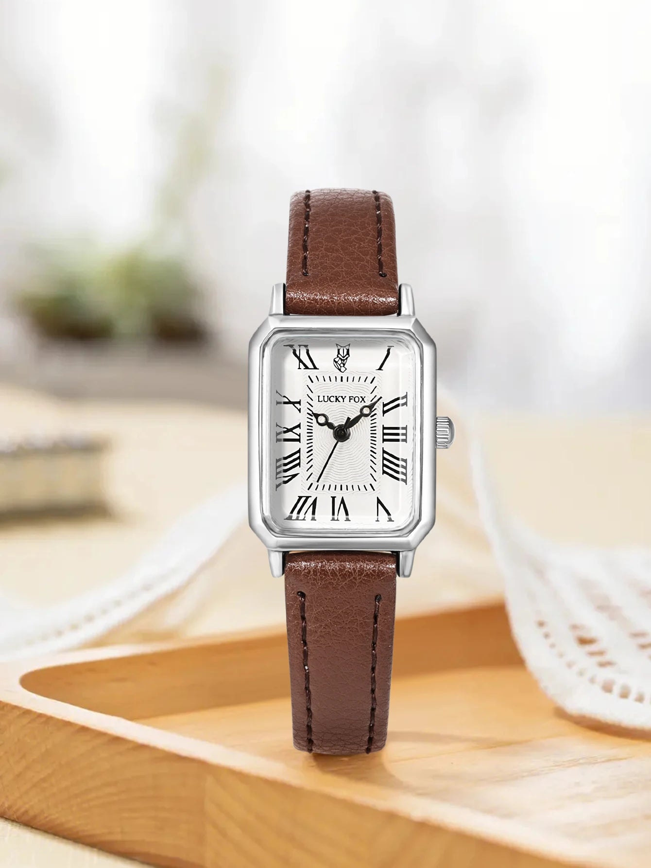 Fashion Rectangle Quartz Wrist Watch for Women Luxury Brand Roman Dial Leather Strap  Ladies Watches Clock.