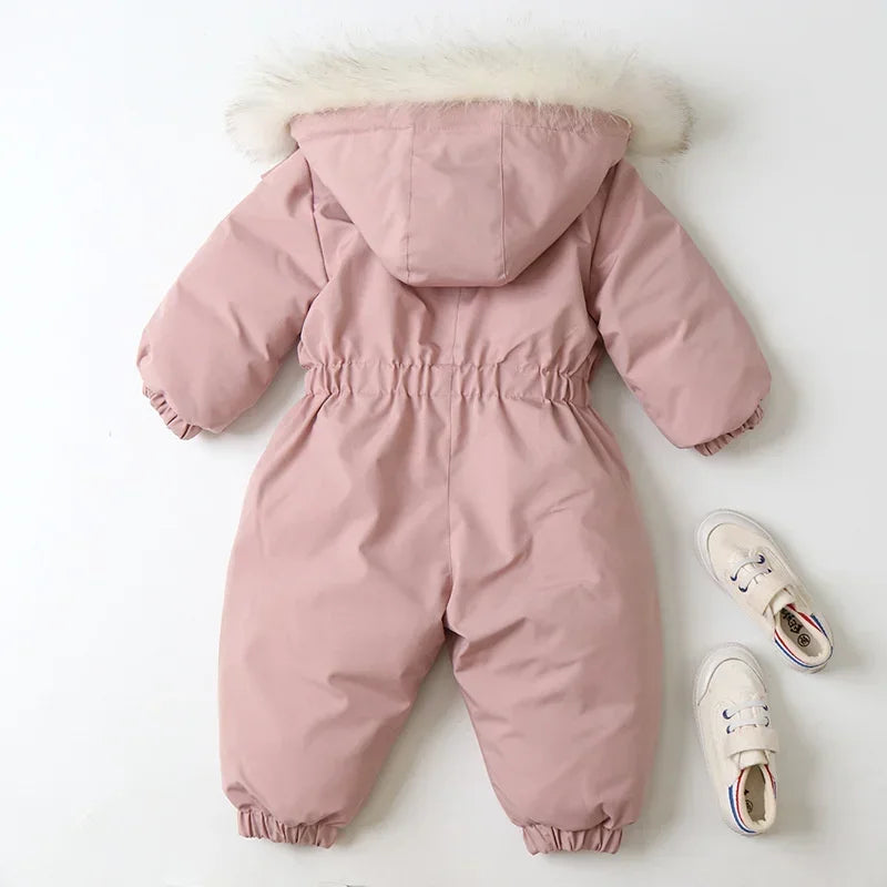 Plus Dicke Samt Bodys Kleidung Winter Baby Wasserdicht Mit Kapuze Einteiliges Mädchen Jungen Overalls Ski Anzug Infant Dicke Warme strampler.