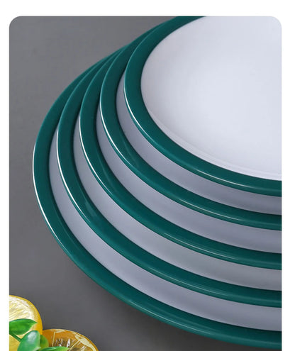 1Pc Commercial Melamine Tableware Household Plastic Dinner Plates Round Barbecue Salad Dishes Plate Kitchen Accessories.