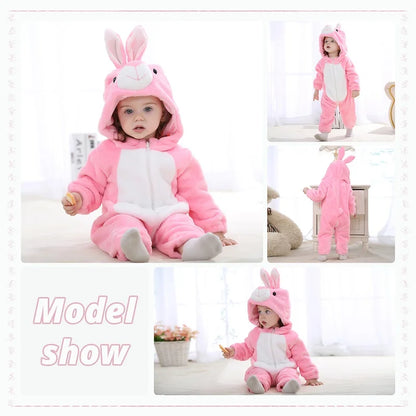 MICHLEY Winter Baby Strampler Mit Kapuze Flanell Cosplay Kleinkind Infant Kleidung Insgesamt Bodys Overall Kostüm Für Kinder Mädchen Junge