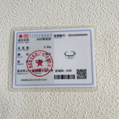 925 Sterling Silver Simple Colorful Heart Stone RingsFor Women Geometric Fashion Smiple Open Handmade Allergy Party Jewelry Gift.