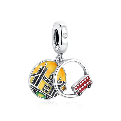 Original 925 Sterling Silver Charms Love Travel London Bus Suitcase Paris Beads Fit Brand Bracelets Necklaces Women DIY Jewelry