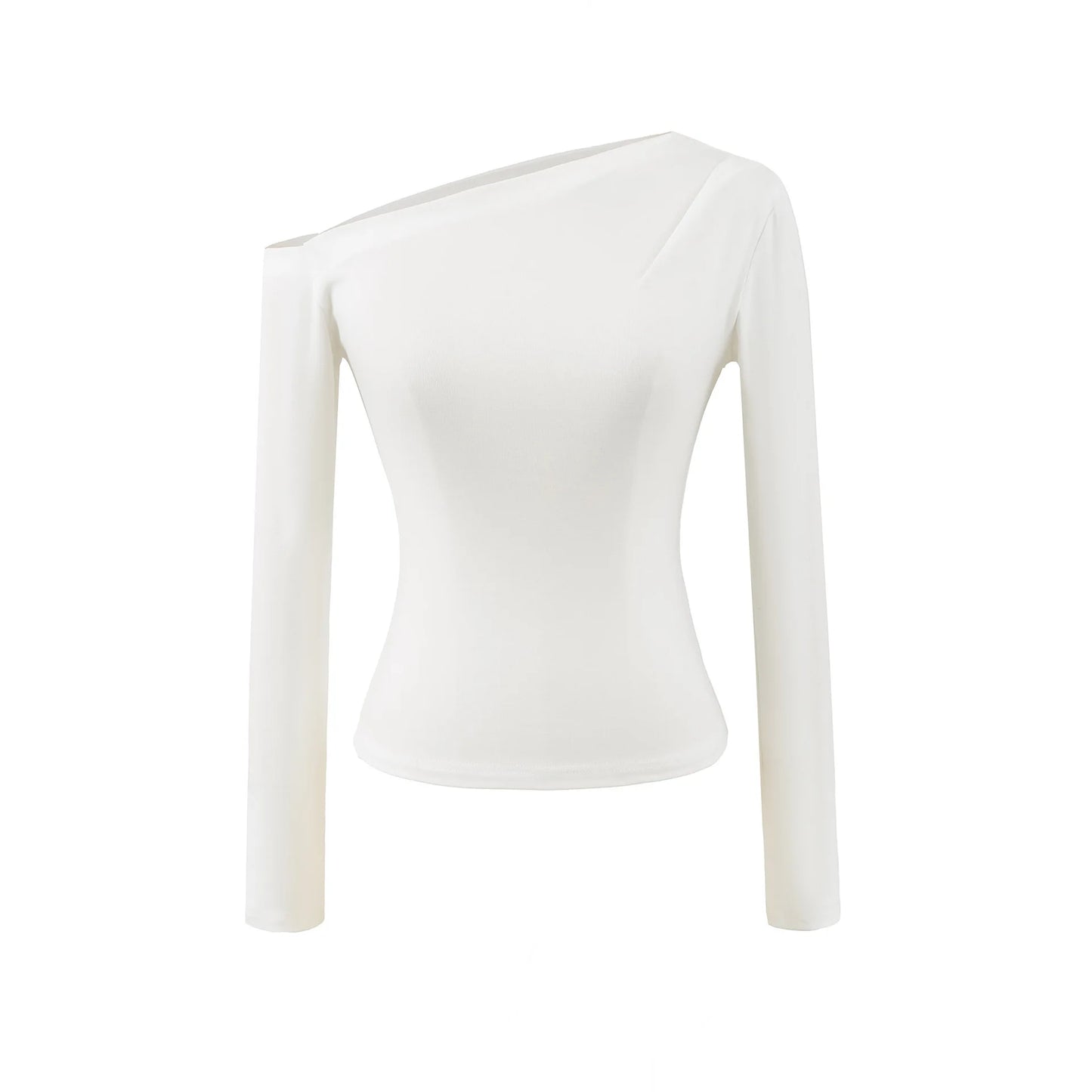 Women Long Sleeve One Shoulder Basic Top Tee Tshirt.