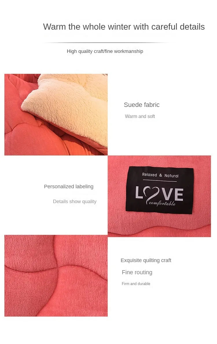 New Super Warm Lamb Wool Quilt Winter Thickened Cotton Quilt Warm Cotton Double sided Velvet Soft Extra Large Blanket.