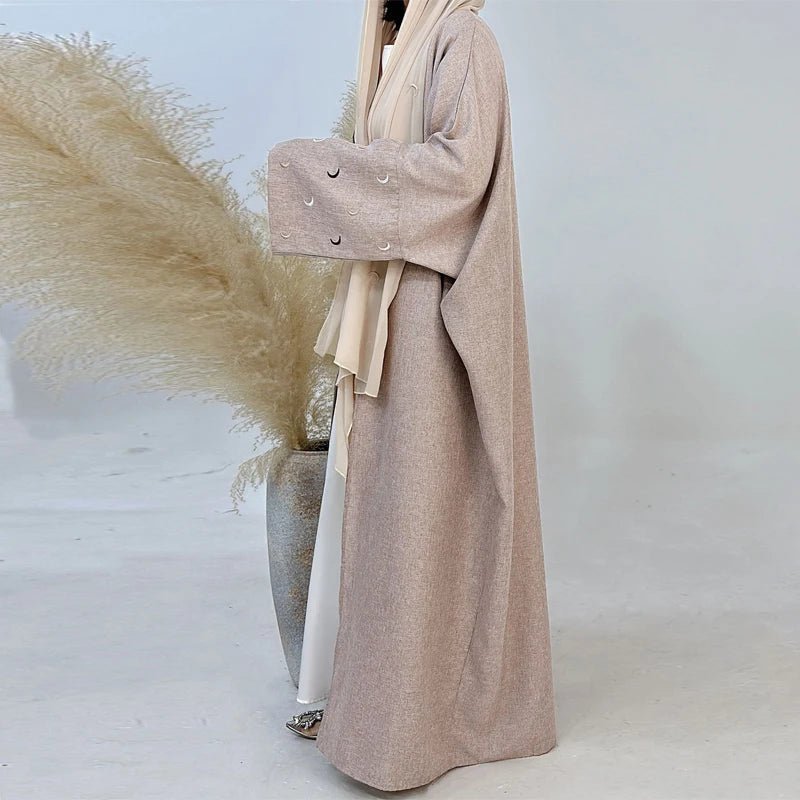 2025 Ramadan Khimar Abaya Saudi-Arabien Türkei Islam Stickerei Mond Muslimischen Strickjacke Kleid Gebet Kleidung Kleider Für Frauen.